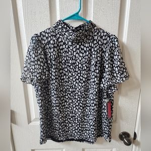 Vince Camuto high neck black and white blouse (Size M)